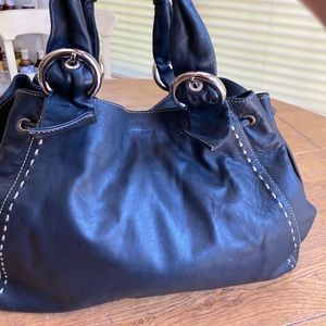 Francesco Biasia black leather bag with stiching